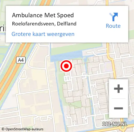 Locatie op kaart van de 112 melding: Ambulance Met Spoed Naar Roelofarendsveen, Delfland op 11 februari 2022 14:22