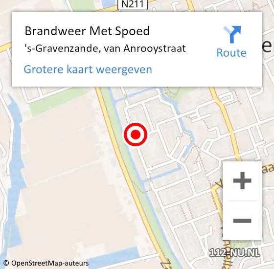 Locatie op kaart van de 112 melding: Brandweer Met Spoed Naar 's-Gravenzande, van Anrooystraat op 11 februari 2022 14:48