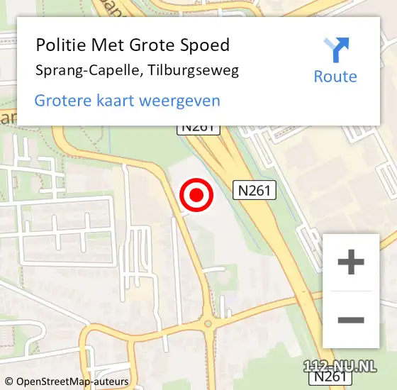 Locatie op kaart van de 112 melding: Politie Met Grote Spoed Naar Sprang-Capelle, Tilburgseweg op 11 februari 2022 14:50