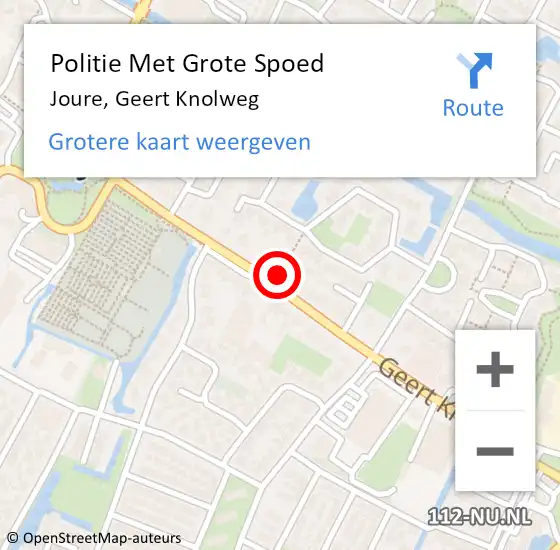 Locatie op kaart van de 112 melding: Politie Met Grote Spoed Naar Joure, Geert Knolweg op 11 februari 2022 15:04