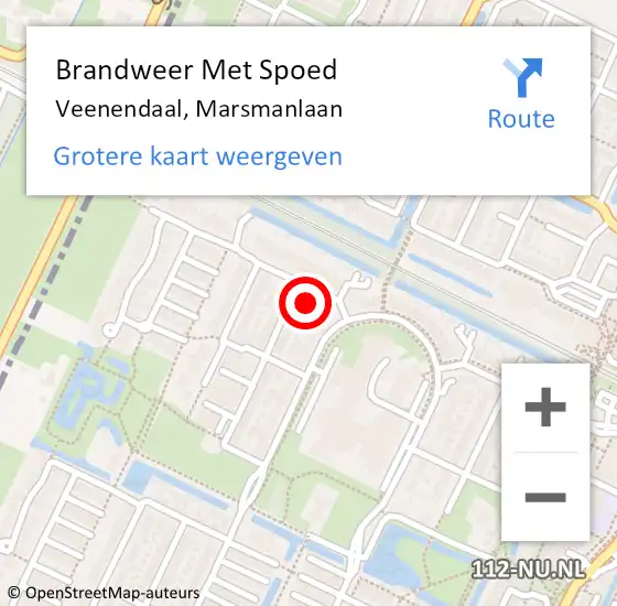 Locatie op kaart van de 112 melding: Brandweer Met Spoed Naar Veenendaal, Marsmanlaan op 11 februari 2022 15:08