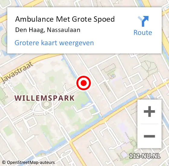 Locatie op kaart van de 112 melding: Ambulance Met Grote Spoed Naar Den Haag, Nassaulaan op 11 februari 2022 15:10