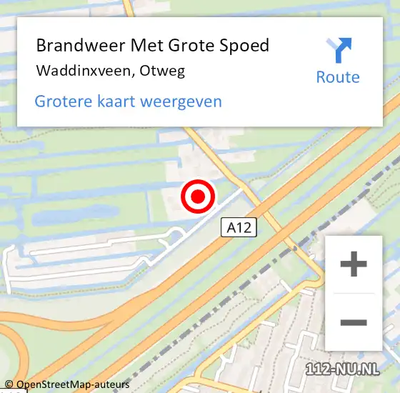 Locatie op kaart van de 112 melding: Brandweer Met Grote Spoed Naar Waddinxveen, Otweg op 11 februari 2022 15:19