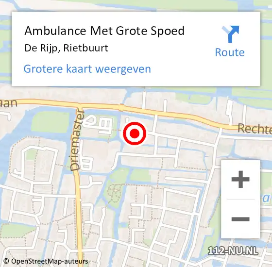 Locatie op kaart van de 112 melding: Ambulance Met Grote Spoed Naar De Rijp, Rietbuurt op 11 februari 2022 15:43