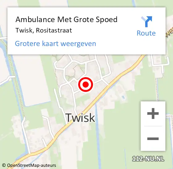 Locatie op kaart van de 112 melding: Ambulance Met Grote Spoed Naar Twisk, Rositastraat op 11 februari 2022 16:00