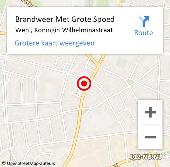 Locatie op kaart van de 112 melding: Brandweer Met Grote Spoed Naar Wehl, Koningin Wilhelminastraat op 11 februari 2022 16:06
