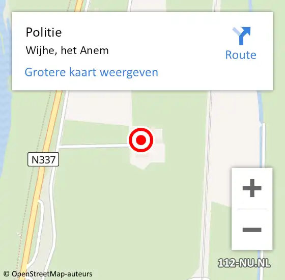 Locatie op kaart van de 112 melding: Politie Wijhe, het Anem op 11 februari 2022 16:28