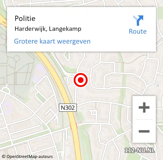 Locatie op kaart van de 112 melding: Politie Harderwijk, Langekamp op 11 februari 2022 16:32