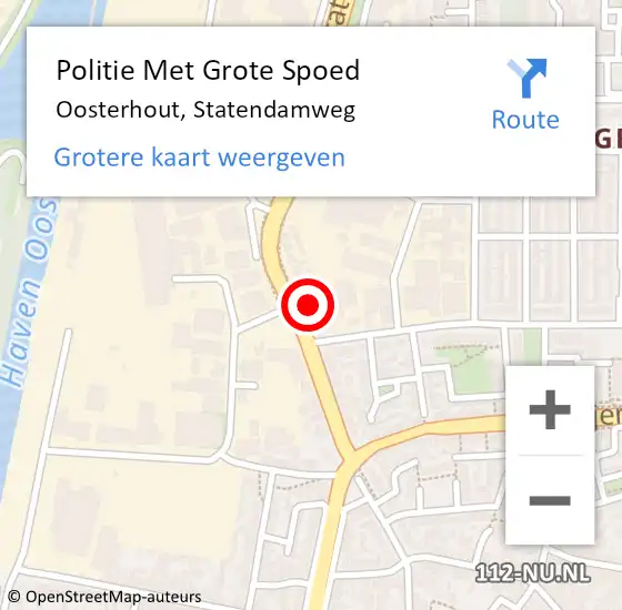 Locatie op kaart van de 112 melding: Politie Met Grote Spoed Naar Oosterhout, Statendamweg op 11 februari 2022 16:35