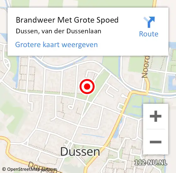 Locatie op kaart van de 112 melding: Brandweer Met Grote Spoed Naar Dussen, van der Dussenlaan op 11 februari 2022 16:35