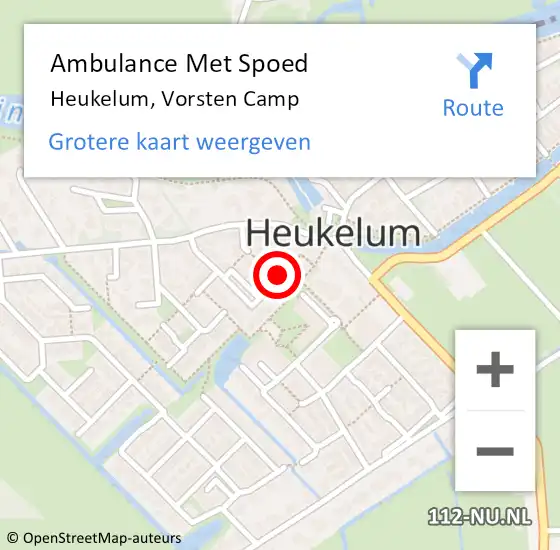 Locatie op kaart van de 112 melding: Ambulance Met Spoed Naar Heukelum, Vorsten Camp op 11 februari 2022 16:40