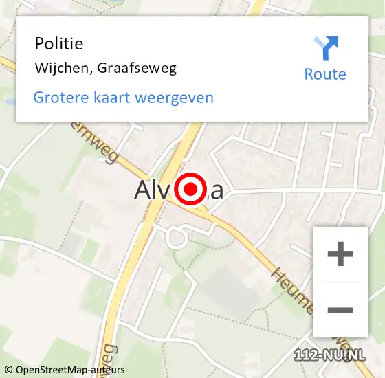 Locatie op kaart van de 112 melding: Politie Wijchen, Graafseweg op 11 februari 2022 16:48