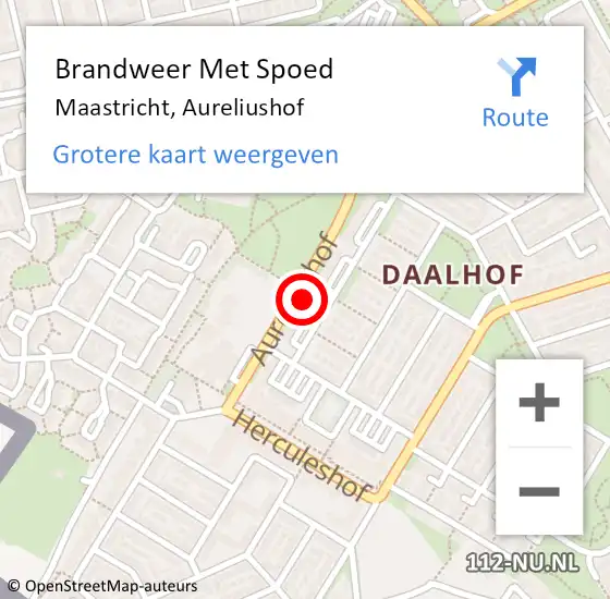 Locatie op kaart van de 112 melding: Brandweer Met Spoed Naar Maastricht, Aureliushof op 11 februari 2022 16:57