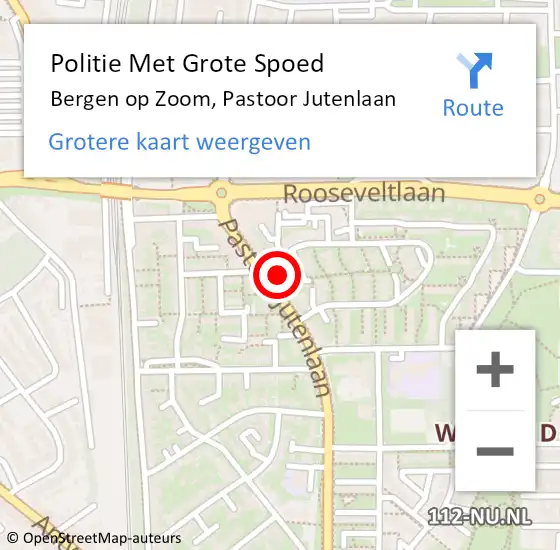 Locatie op kaart van de 112 melding: Politie Met Grote Spoed Naar Bergen op Zoom, Pastoor Jutenlaan op 11 februari 2022 16:58