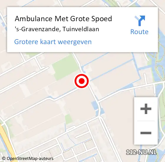 Locatie op kaart van de 112 melding: Ambulance Met Grote Spoed Naar 's-Gravenzande, Tuinveldlaan op 11 februari 2022 16:58