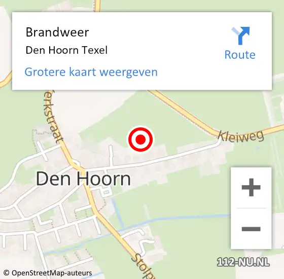 Locatie op kaart van de 112 melding: Brandweer Den Hoorn Texel op 7 juli 2014 22:59