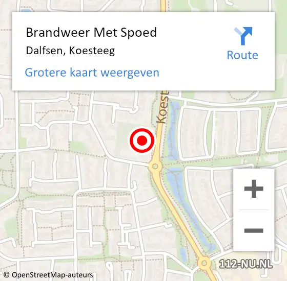 Locatie op kaart van de 112 melding: Brandweer Met Spoed Naar Dalfsen, Koesteeg op 11 februari 2022 17:00