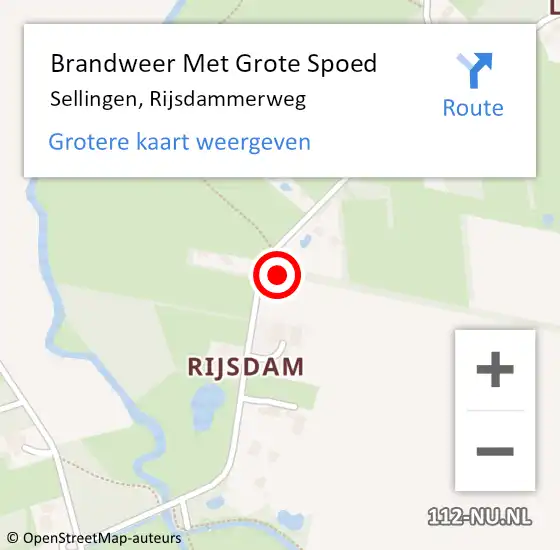 Locatie op kaart van de 112 melding: Brandweer Met Grote Spoed Naar Sellingen, Rijsdammerweg op 11 februari 2022 17:06