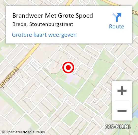 Locatie op kaart van de 112 melding: Brandweer Met Grote Spoed Naar Breda, Stoutenburgstraat op 11 februari 2022 17:26