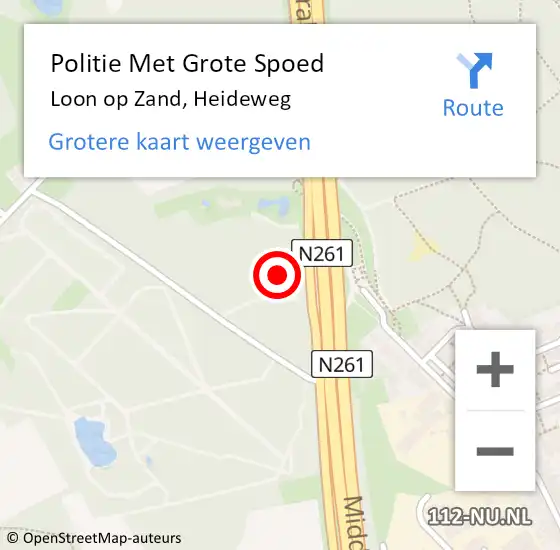Locatie op kaart van de 112 melding: Politie Met Grote Spoed Naar Loon op Zand, Heideweg op 11 februari 2022 17:42