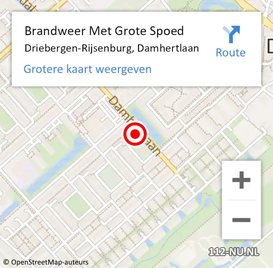 Locatie op kaart van de 112 melding: Brandweer Met Grote Spoed Naar Driebergen-Rijsenburg, Damhertlaan op 11 februari 2022 17:47