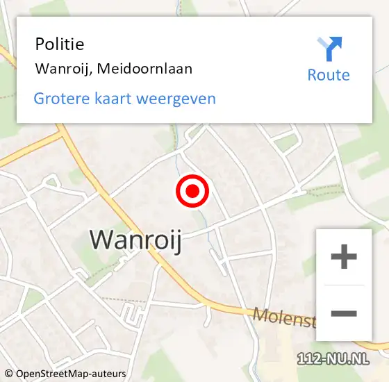 Locatie op kaart van de 112 melding: Politie Wanroij, Meidoornlaan op 11 februari 2022 17:55