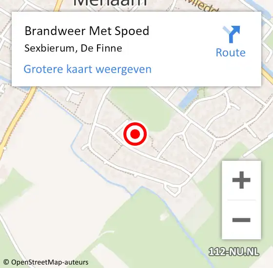 Locatie op kaart van de 112 melding: Brandweer Met Spoed Naar Sexbierum, De Finne op 11 februari 2022 18:30