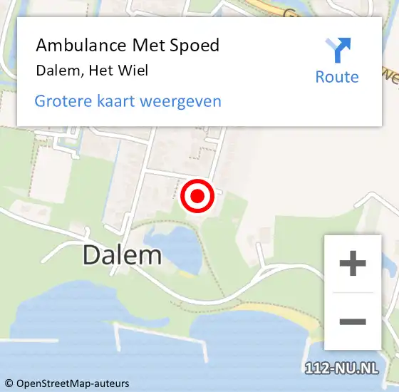 Locatie op kaart van de 112 melding: Ambulance Met Spoed Naar Dalem, Het Wiel op 11 februari 2022 19:01