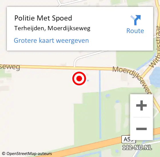 Locatie op kaart van de 112 melding: Politie Met Spoed Naar Terheijden, Moerdijkseweg op 11 februari 2022 19:09