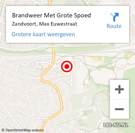 Locatie op kaart van de 112 melding: Brandweer Met Grote Spoed Naar Zandvoort, Max Euwestraat op 11 februari 2022 19:38