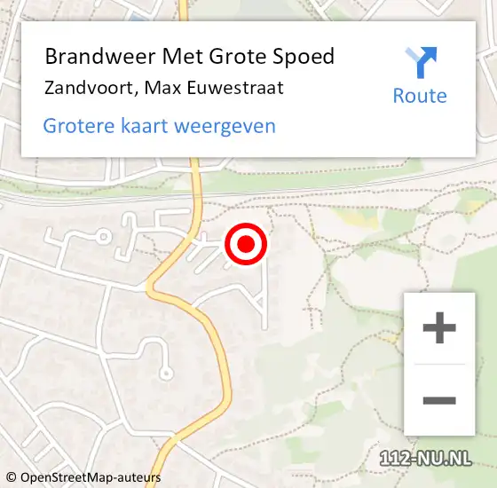 Locatie op kaart van de 112 melding: Brandweer Met Grote Spoed Naar Zandvoort, Max Euwestraat op 11 februari 2022 19:40
