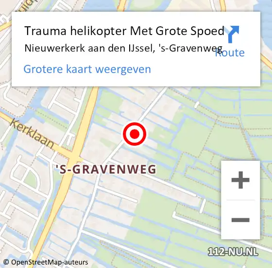 Locatie op kaart van de 112 melding: Trauma helikopter Met Grote Spoed Naar Nieuwerkerk aan den IJssel, 's-Gravenweg op 11 februari 2022 20:25