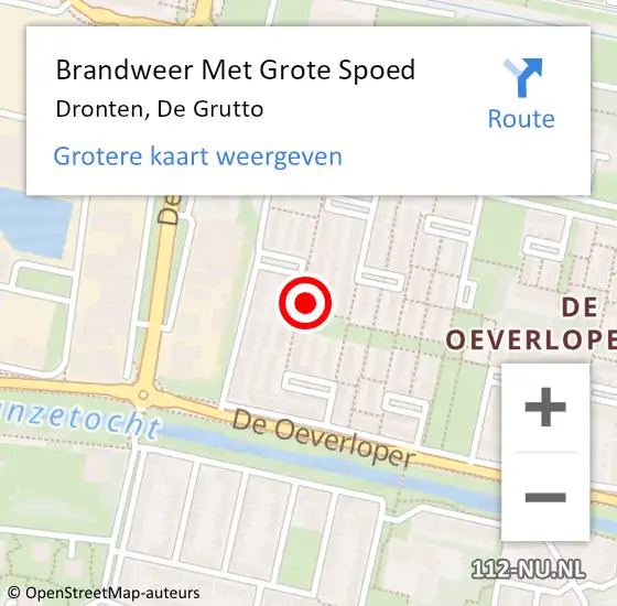 Locatie op kaart van de 112 melding: Brandweer Met Grote Spoed Naar Dronten, De Grutto op 11 februari 2022 20:29