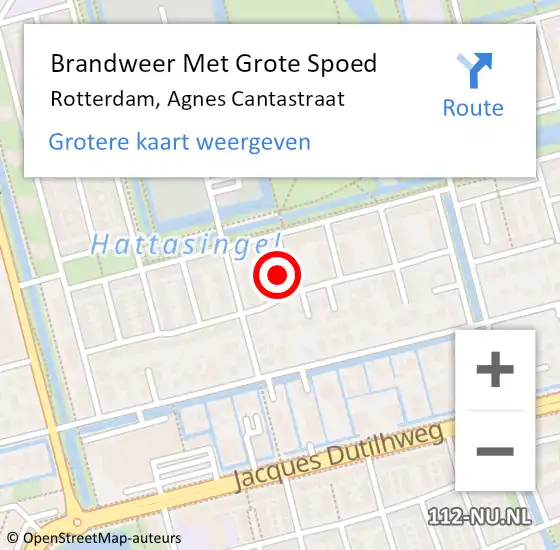 Locatie op kaart van de 112 melding: Brandweer Met Grote Spoed Naar Rotterdam, Agnes Cantastraat op 11 februari 2022 20:48