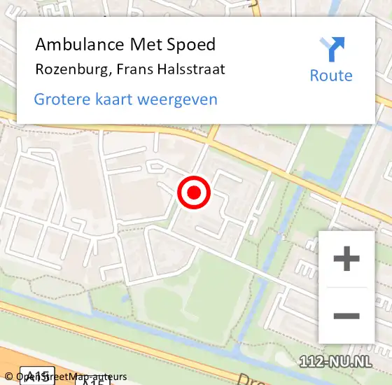 Locatie op kaart van de 112 melding: Ambulance Met Spoed Naar Rozenburg, Frans Halsstraat op 11 februari 2022 20:54