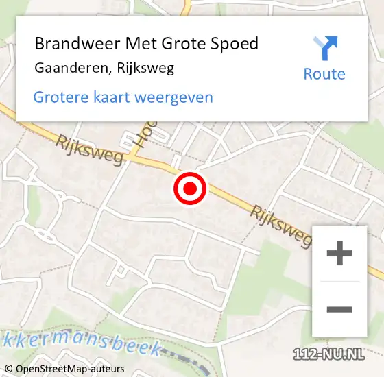 Locatie op kaart van de 112 melding: Brandweer Met Grote Spoed Naar Gaanderen, Rijksweg op 11 februari 2022 20:56