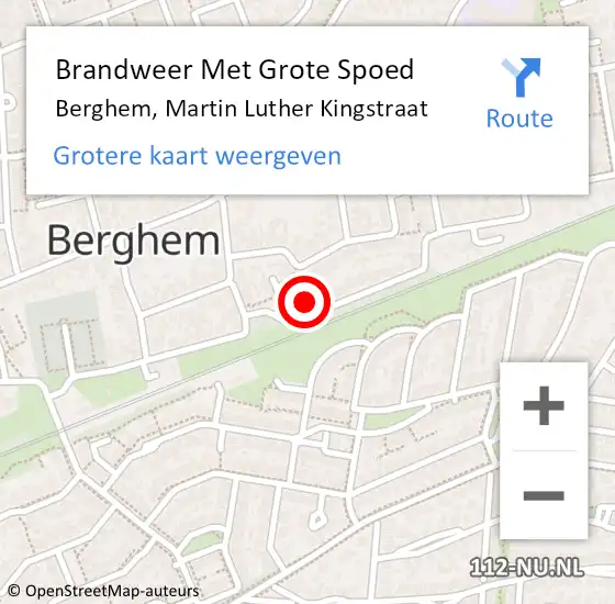 Locatie op kaart van de 112 melding: Brandweer Met Grote Spoed Naar Berghem, Martin Luther Kingstraat op 11 februari 2022 21:09