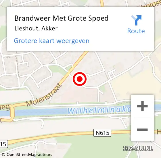 Locatie op kaart van de 112 melding: Brandweer Met Grote Spoed Naar Lieshout, Akker op 11 februari 2022 21:14