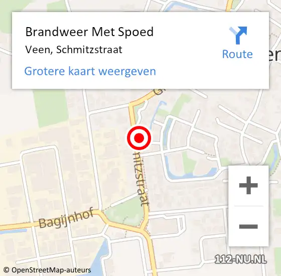 Locatie op kaart van de 112 melding: Brandweer Met Spoed Naar Veen, Schmitzstraat op 11 februari 2022 21:41