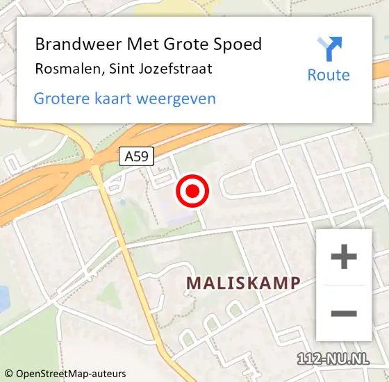 Locatie op kaart van de 112 melding: Brandweer Met Grote Spoed Naar Rosmalen, Sint Jozefstraat op 11 februari 2022 22:04