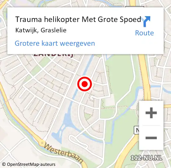 Locatie op kaart van de 112 melding: Trauma helikopter Met Grote Spoed Naar Katwijk, Graslelie op 11 februari 2022 22:04