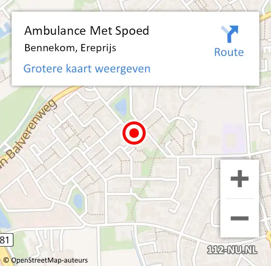 Locatie op kaart van de 112 melding: Ambulance Met Spoed Naar Bennekom, Ereprijs op 11 februari 2022 22:25