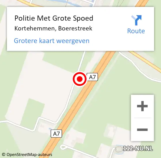 Locatie op kaart van de 112 melding: Politie Met Grote Spoed Naar Kortehemmen, Boerestreek op 11 februari 2022 22:46