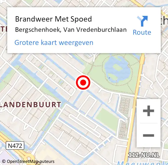 Locatie op kaart van de 112 melding: Brandweer Met Spoed Naar Bergschenhoek, Van Vredenburchlaan op 11 februari 2022 23:00