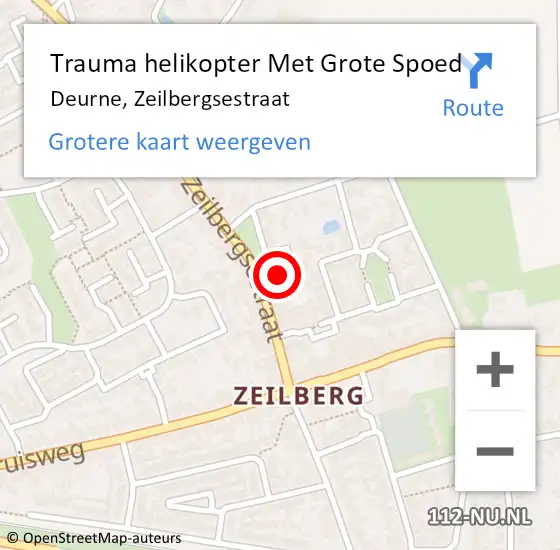 Locatie op kaart van de 112 melding: Trauma helikopter Met Grote Spoed Naar Deurne, Zeilbergsestraat op 11 februari 2022 23:17