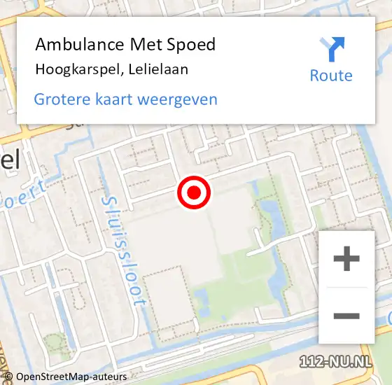 Locatie op kaart van de 112 melding: Ambulance Met Spoed Naar Hoogkarspel, Lelielaan op 11 februari 2022 23:40