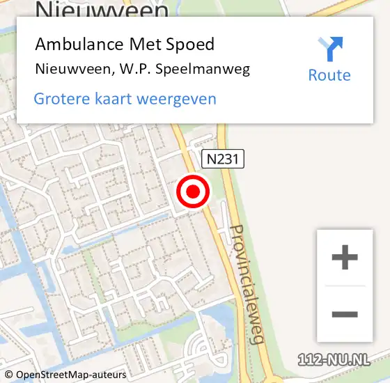 Locatie op kaart van de 112 melding: Ambulance Met Spoed Naar Nieuwveen, W.P. Speelmanweg op 11 februari 2022 23:43