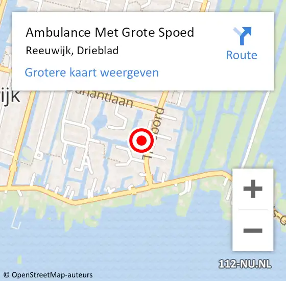 Locatie op kaart van de 112 melding: Ambulance Met Grote Spoed Naar Reeuwijk, Drieblad op 11 februari 2022 23:47