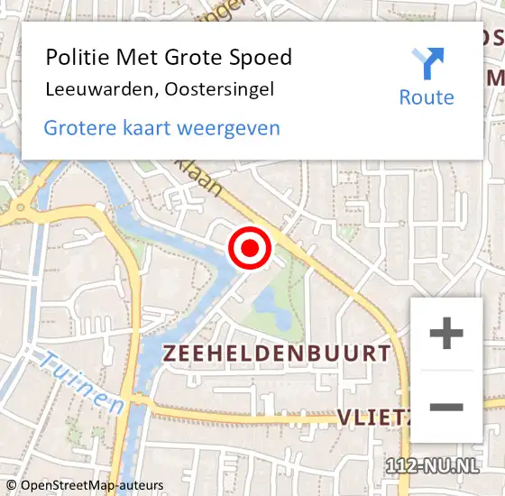 Locatie op kaart van de 112 melding: Politie Met Grote Spoed Naar Leeuwarden, Oostersingel op 11 februari 2022 23:47