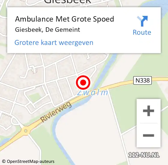 Locatie op kaart van de 112 melding: Ambulance Met Grote Spoed Naar Giesbeek, De Gemeint op 11 februari 2022 23:48